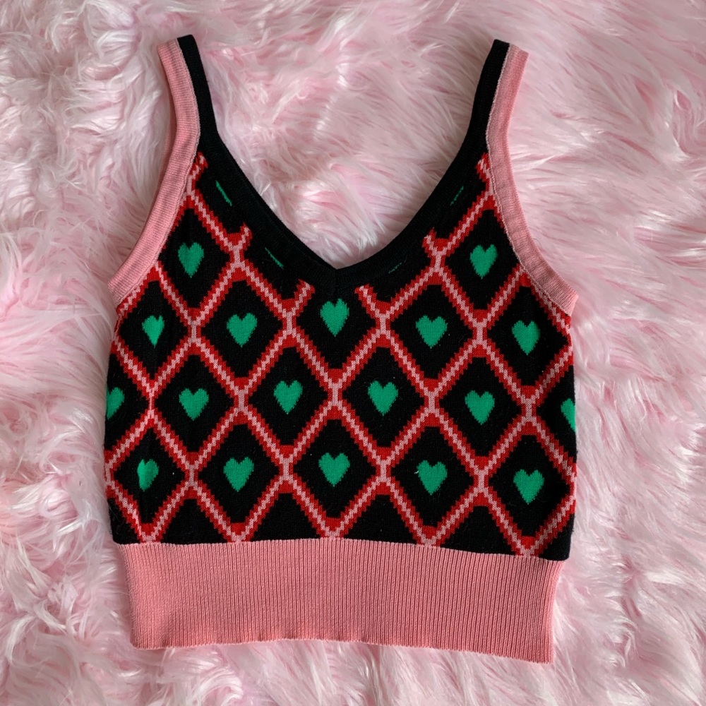 Very Cropped Argyle Heart Tank